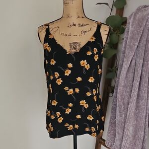 White House Black Market Black and Orange Fitted Camisole